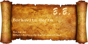 Borkovits Berta névjegykártya
